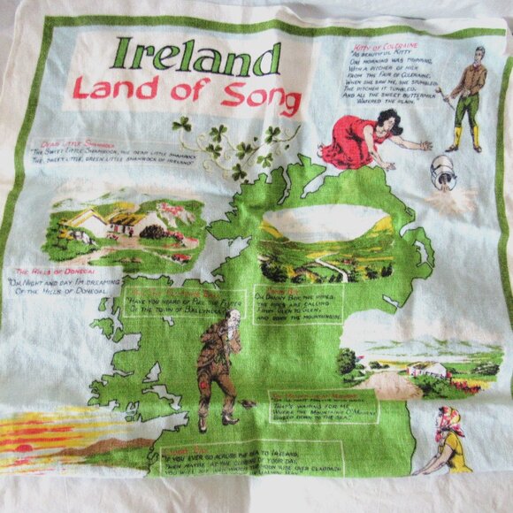 Irish Linen Song Towel. New from Ireland. - Picture 2 of 3